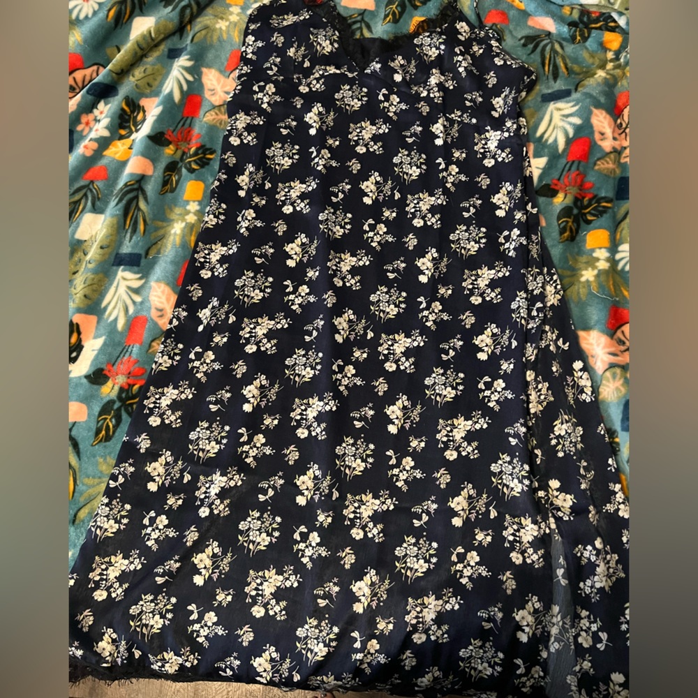 Kenzie Satin Floral Slip midi dress